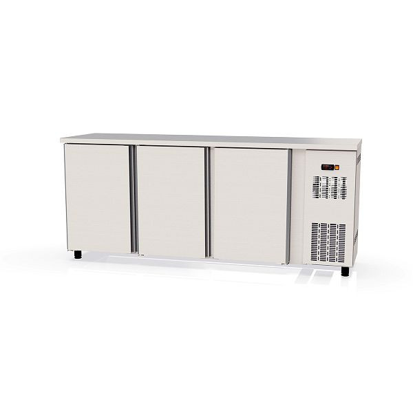 Table réfrigérée pour bar Vaiotec TOPLINE 530 inox / 3 portes, capacité nette 442 litres, 202,5x53x85 cm, 11387