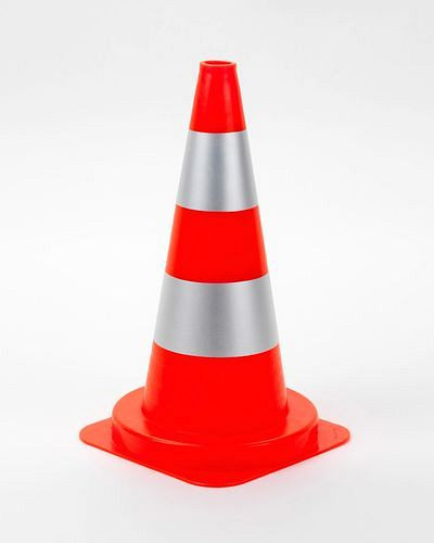 Cône de signalisation DENIOS en PVC, avec 2 anneaux argentés, réfléchissant, hauteur 500 mm, 116-544