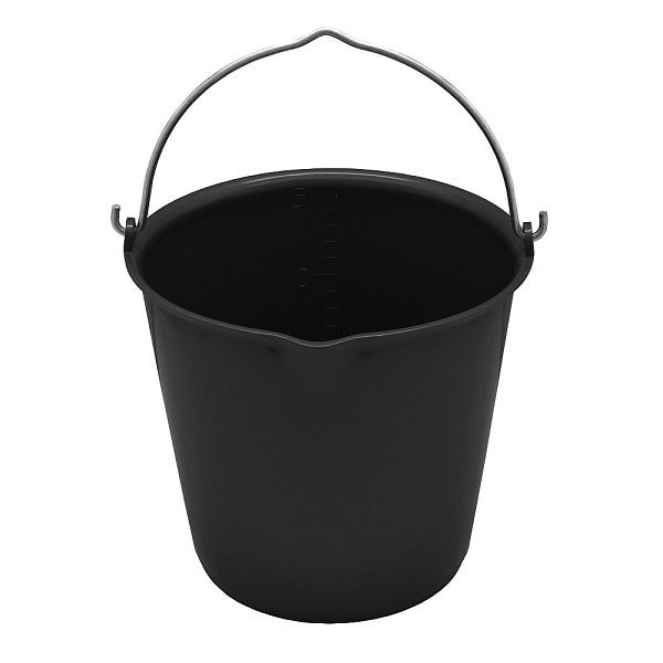 Seau d'alimentation Growi 15 litres avec bec verseur, qualité alimentaire, Ø 380 mm, hauteur 270 mm, noir, 10062975