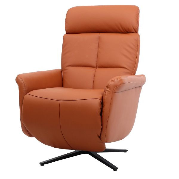 Fauteuil relax Mendler HWC-L10, fauteuil TV design fauteuil TV inclinable, fonction d'inclinaison rotative, cuir plein, brun terre cuite, 98382