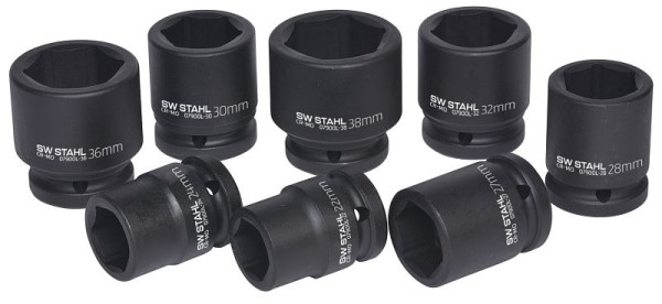 Inserts pour clés à douille SW-Stahl IMPACT, 3/4", 22-38 mm, 8 pièces, 07900L