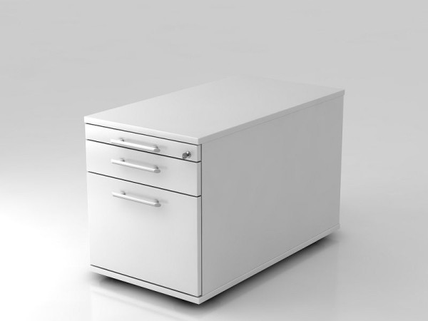 Conteneur roulant Hammerbacher 80cm, 1 tiroir, 1 HR, poignée de garde-corps verrouillable blanc, 42,8x51,2x80 cm, 1/2/6 HE, VTC20/W/W/RE