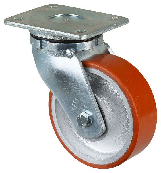 Roues BS Roulette robuste, largeur de roue 50 mm, roue Ø 150 mm, capacité de charge 800 kg, bande de roulement polyuréthane coulé 95 Shore A, roue coulée, roulements à billes, RR100.C10.150