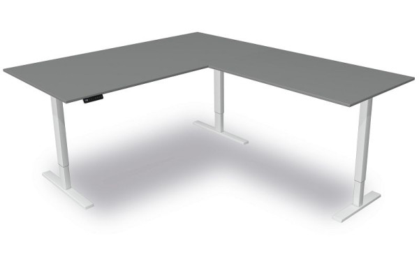 Table assis/debout Kerkmann L 2000 x P 1000 mm avec élément rapporté, réglable en hauteur électriquement de 720 à 1200 mm, Move 3, couleur : graphite, 10382612