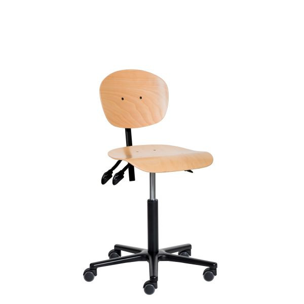 Chaise de travail SOFAME NATUR à roulettes, hauteur d'assise 39-53, piètement aluminium, W050050010