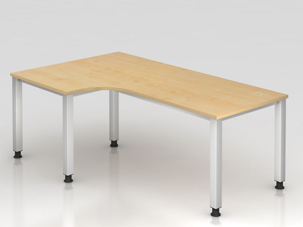Table d'angle Hammerbacher 4 pieds carrée 200x120cm érable 90°, forme d'angle 90°, peut être montée à gauche ou à droite, VQS82/3/S