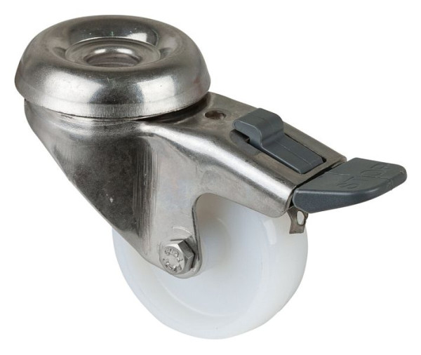 Rouleaux BS rouleau d'appareil en acier inoxydable avec frein, largeur 18 mm, Ø50 mm, jusqu'à 55 kg, bande de roulement/corps de roue en plastique, palier lisse, lot de 4, G121.A90.051
