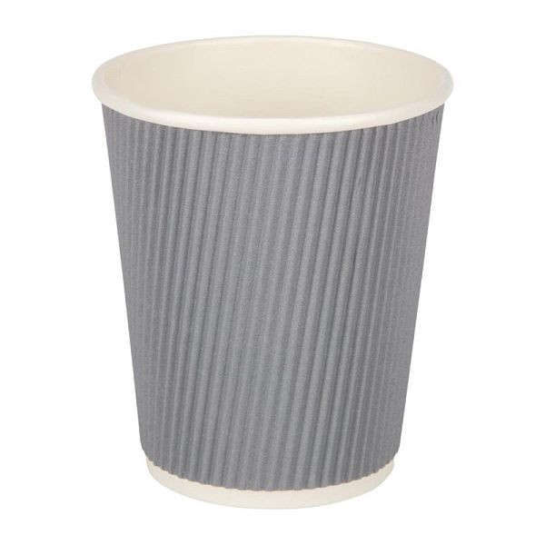 Gobelet pour boisson chaude Fiesta en carton ondulé gris foncé 225 ml, UE: 500 pièces, GP433