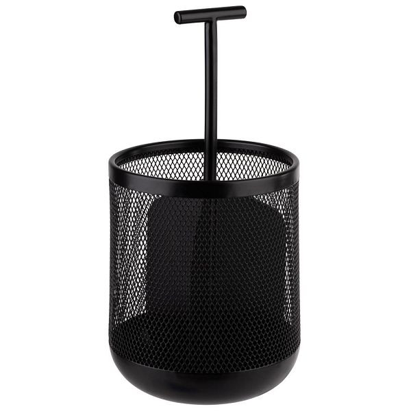 Boîte à couverts APS "DART", métal, Ø 12 cm, hauteur 25 cm, 3 compartiments, noir, 11755