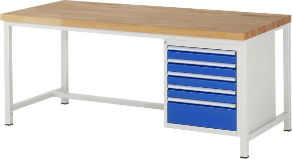 Etabli RAU série 8000 - modèle 8168, L2000 x P900 x H840-1040 mm, base système L1995 x P850 x H800-1000 mm, 03-8168A1-209B4H.11