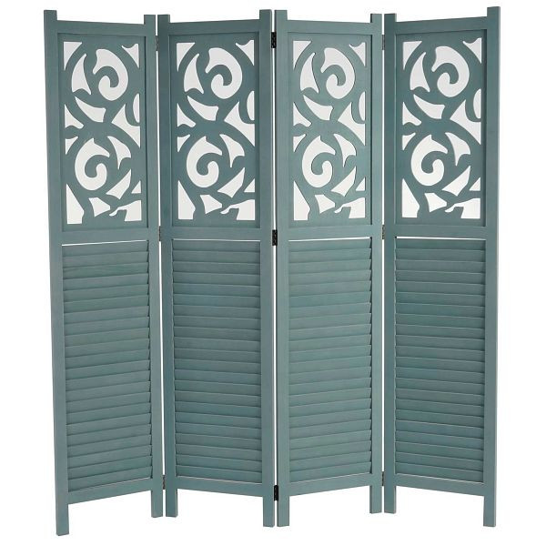 Mendler Paravent Istanbul, cloison de séparation, paravent, ornements, 170x160cm, vert, 45826