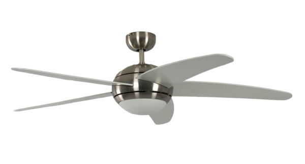 Ventilateur de plafond Pepeo Melton Nickel / Blanc 132 cm avec éclairage et télécommande, 13432010131v2