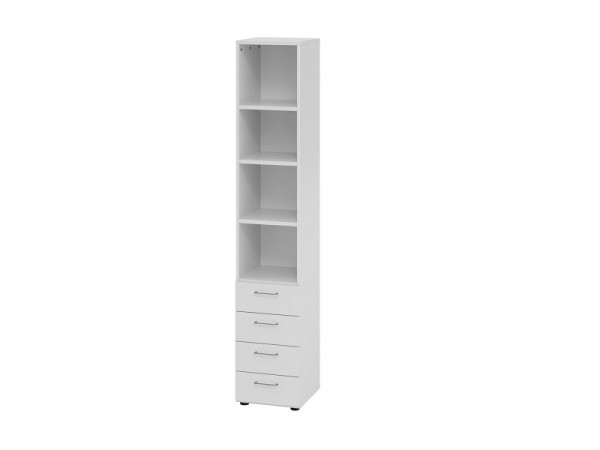 Armoire combinée Hammerbacher 6OH, 4 tiroirs 964S4 BS, corps : gris / façade : gris, 40x41,7x215,6 cm (LxPxH), 4 tiroirs, poignée métallique BS, V964S4/5/5/BS