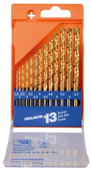 Cassette plastique Projahn HSS-G TiN ECO 13 pièces 1,5-6,5 / 0,5 + 3,2 +4,8, 67029