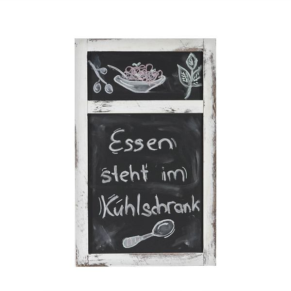 Panneau publicitaire Mendler HWC-C51, tableau noir, 55x34x2cm, bois aspect shabby vintage, blanc, 36808