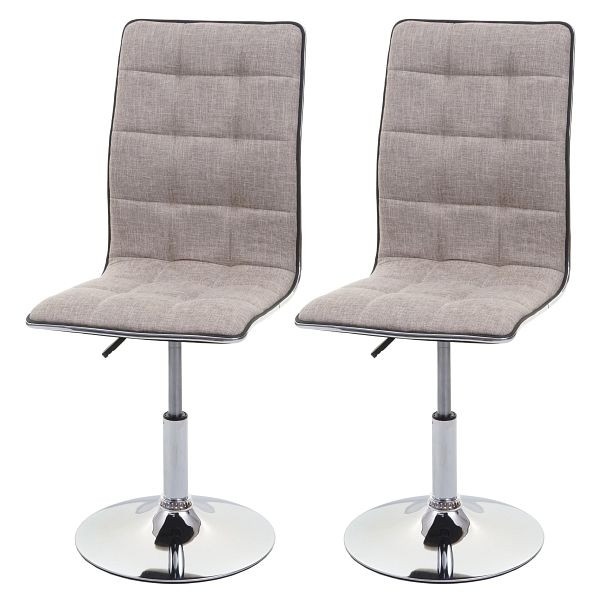 Mendler ensemble de 2 chaises de salle à manger HWC-C41, chaise chaise de cuisine, pivotante réglable en hauteur, tissu/textile, gris crème, 74270