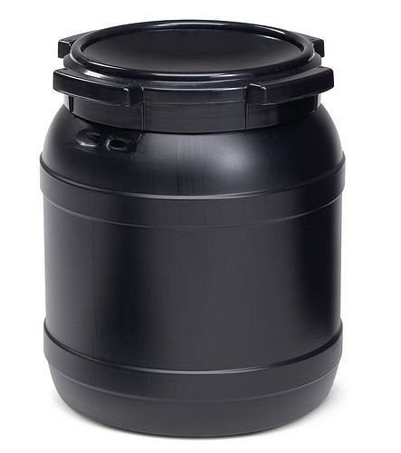 Fût à col large DENIOS WH-UV 26, avec protection UV, 26 litres, noir, avec homologation UN, 179-663