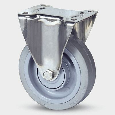 Roulette fixe TENTE-ROLLEN, roue Ø 200 mm, capacité de charge 400 kg, hauteur de construction 240 mm, A 64 Shore, fixation par plaque, 8478UFX200P63