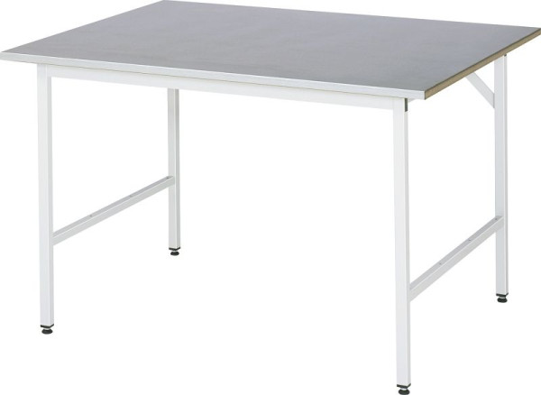 Table de travail RAU série Jerry (3030) - réglable en hauteur, plan de travail avec revêtement en tôle d'acier, 1250x800-850x1000 mm, 06-500S10-12.12