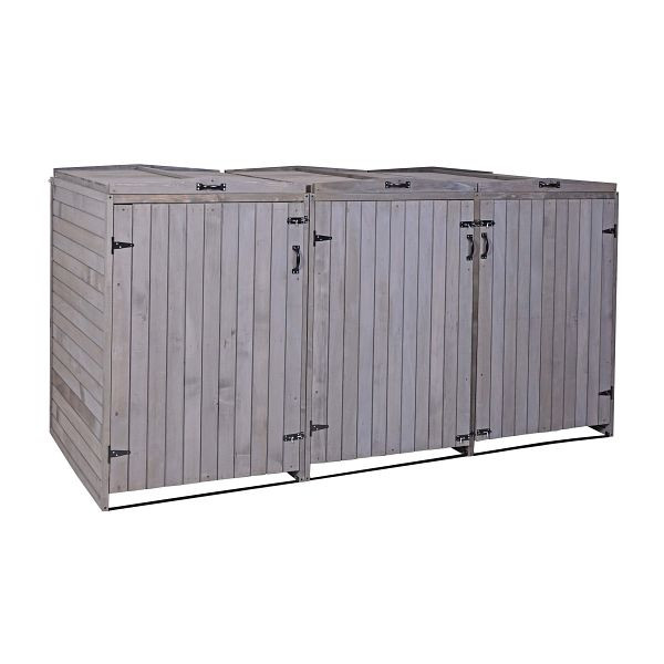 Mendler XL HWC-H74 3/6 revêtement poubelle, poubelle, extensible 120x75x96 bois, gris anthracite, 73979+74651+73981