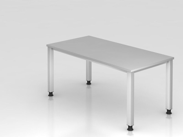 Hammerbacher Bureau 4 pieds carré 160x80cm gris, forme rectangulaire, VQS16/5/S