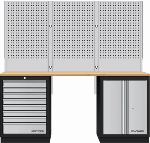 Kraftwerk Mobilio Combinaison 2 personnes avec paroi perforée, multiplex en hêtre, 3964K-80S-W