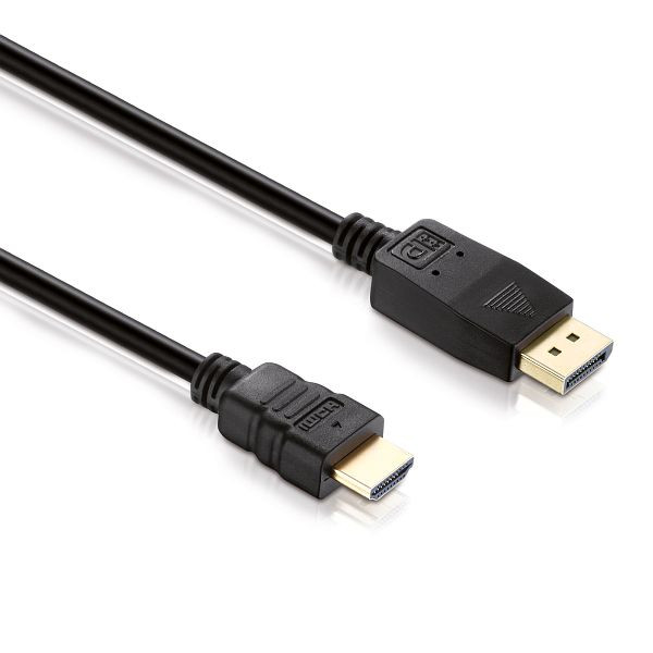 Câble de connexion Helos, prise DisplayPort/prise HDMI, BASIC, 5,0 m, noir, 118879