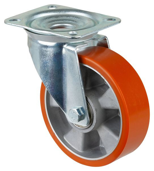 Rouleau de transport BS rollers, largeur de roue 50 mm, roue Ø 160 mm, capacité de charge 300 kg, bande de roulement en polyuréthane moulé, corps de roue en aluminium, roulements à billes, L400.B90.160