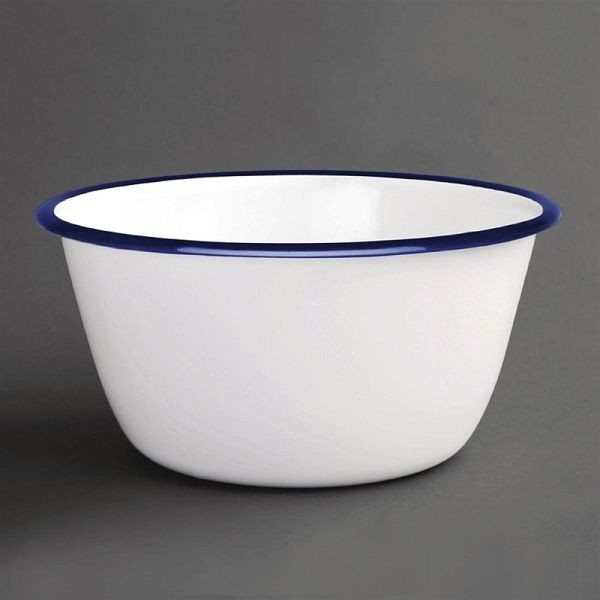 Bols à dessert émaillés OLYMPIA blanc-bleu 7.5cm, UV: 6 pièces, DC389
