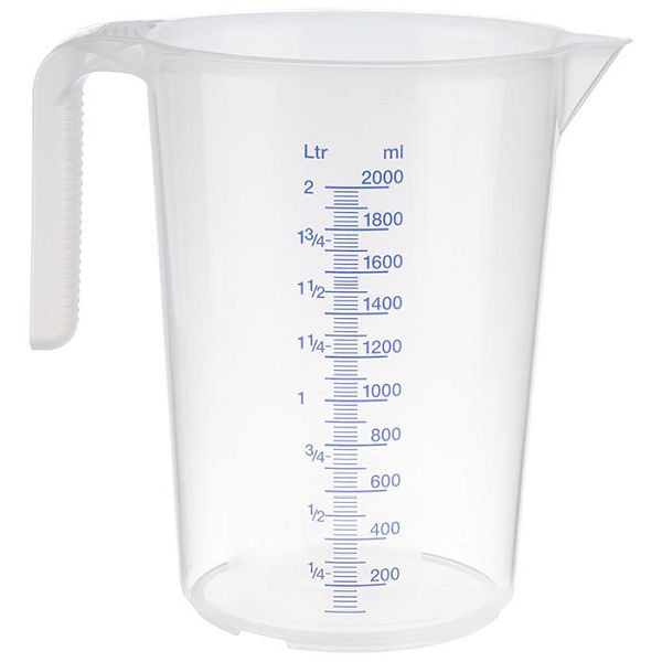 Verre doseur APS, Ø 15 cm, hauteur : 20,5 cm, 2 litres, polypropylène, avec anse ouverte, échelle de mesure en relief à l'extérieur, 30063