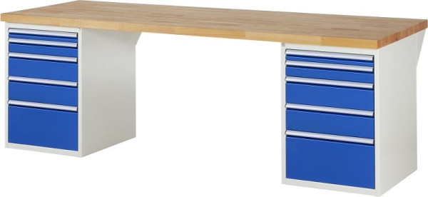 Etabli RAU série 7000 - conception modulaire, 10 x tiroirs, 2500x840x900 mm, 03-7511A3-259B4S.11