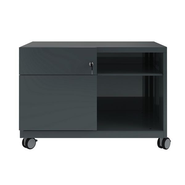 Conteneur roulant Bisley Note Caddy tiroirs gauche, L 800 mm, gris anthracite, CADM08LH634