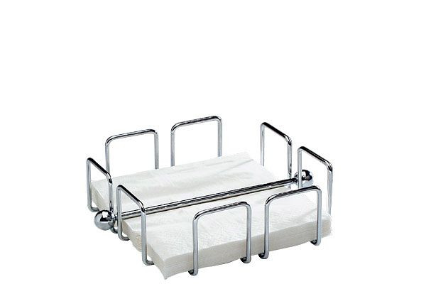 APS Porte-serviettes -WIRE-, 19 x 19 cm, hauteur : 6,5 cm, métal chromé, pour 50 serviettes pliées 1/4, poids compris, 11763