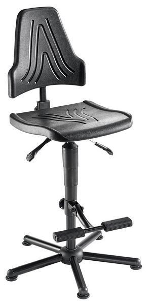 Siège de travail pivotant Bedrunka+Hirth, grande assise L x P : 480x470 mm, charge jusqu'à 150 kg, patins au sol, avec repose-pieds, 05.95.05