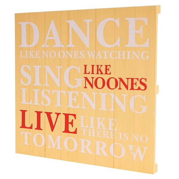 Panneau mural Mendler Dance, panneau décoratif en bois, look shabby vintage 60x60cm, jaune, 44836