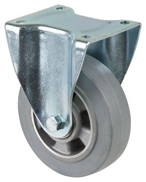 Roulette robuste BS Wheels, roulette fixe, largeur de roue 50 mm, Ø roue 160 mm, capacité de charge 300 kg, bandages élastiques gris, aluminium, roulements à billes, L610.B83.160