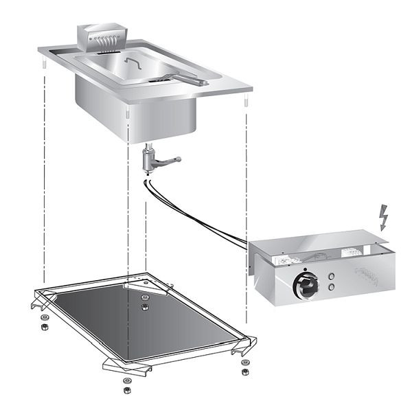 Friteuse encastrable Gastro-Inox 10 litres 9kW, 40cm avec boîte de jonction, 160,518