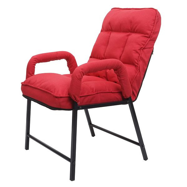 Chaise de salle à manger Mendler HWC-K40, chaise rembourrée, capacité de charge de 160 kg, dossier réglable en métal, tissu/textile rouge, 92137