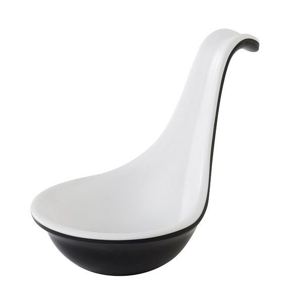 Cuillère à amuse-gueules APS -HALFTONE-, Ø 5,5 cm, hauteur: 7 cm, mélamine, intérieur: blanc, extérieur: noir, paquet de 24, 84158