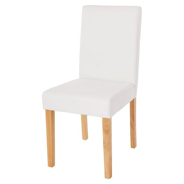 Chaise de salle à manger Mendler Littau, chaise de cuisine, simili cuir, blanc mat, pieds légers, 74395