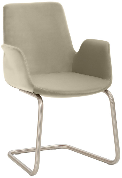 Fauteuil Mayer Sitzmöbel , structure luge, aspect acier inoxydable chromé brossé, taupe, 2009_F4_30484