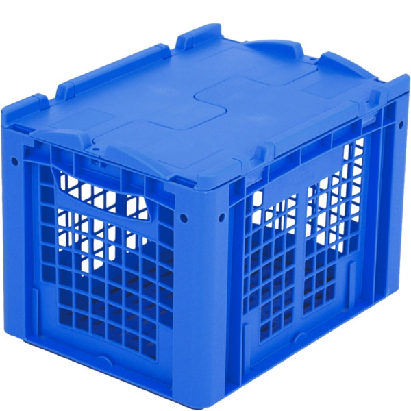 BITO Euro bac gerbable XL couvercle/palette /XLD43273 400x300x270 bleu, parois du couvercle perforées, C0292-0059