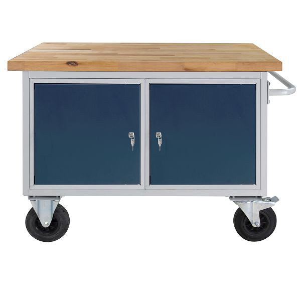 Etabli mobile ADB "type chariot de table", 2 portes, 840x1300x600 mm, chariot de table : gris clair, RAL 7035, couleur porte/tiroir : gris anthracite (RAL 7016), 44744