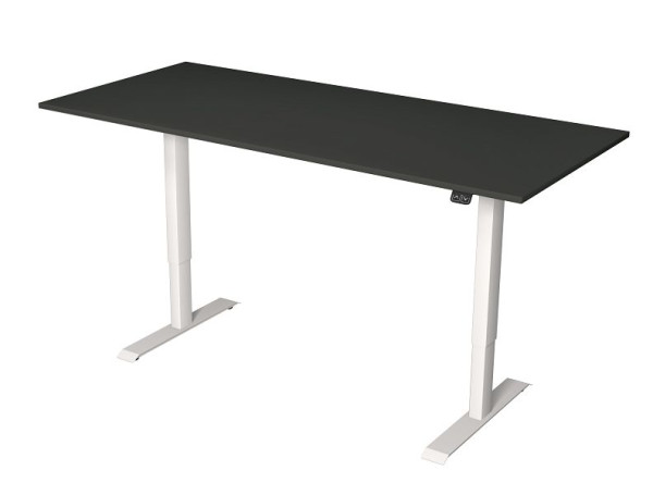 Table assis/debout Kerkmann L 1800 x P 800 mm, réglable en hauteur électriquement de 720 à 1200 mm, anthracite, 10360913