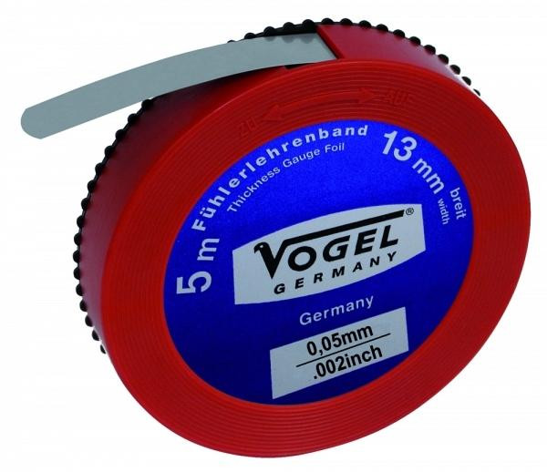 Ruban de jauge d'épaisseur Vogel Germany, acier à ressort trempé, 0,05 mm / .002 pouce, 455005