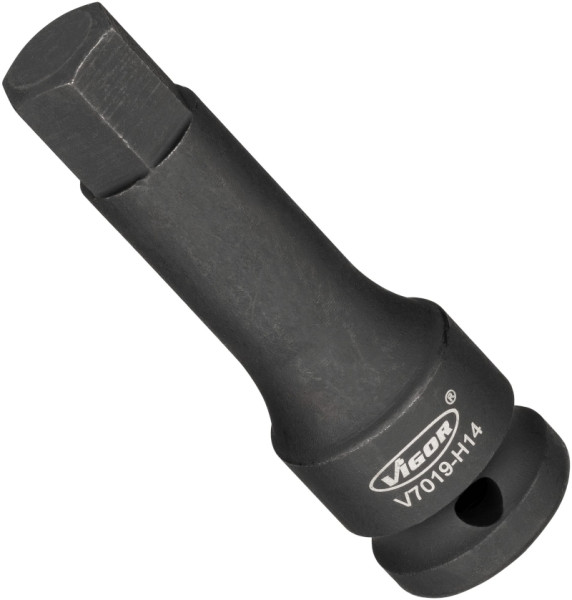 Embout de tournevis pour clé à chocs VIGOR, carré creux 12,5 mm (1/2 pouce), profil à six pans intérieurs, 14 mm, V7019-H14