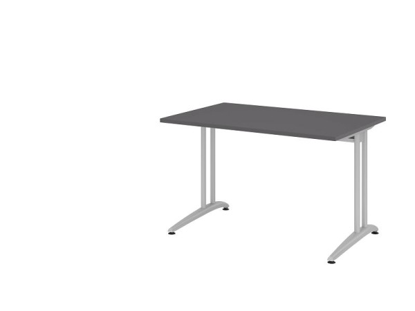 Bureau Hammerbacher pied C 160x80cm graphite, chemin de câbles horizontal, hauteur de travail 72 cm, VBS16/G/S