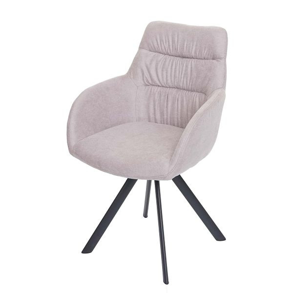 Chaise de salle à manger Mendler HWC-J69, chaise de cuisine avec accoudoirs, position automatique pivotante, velours, beige crème, 82598