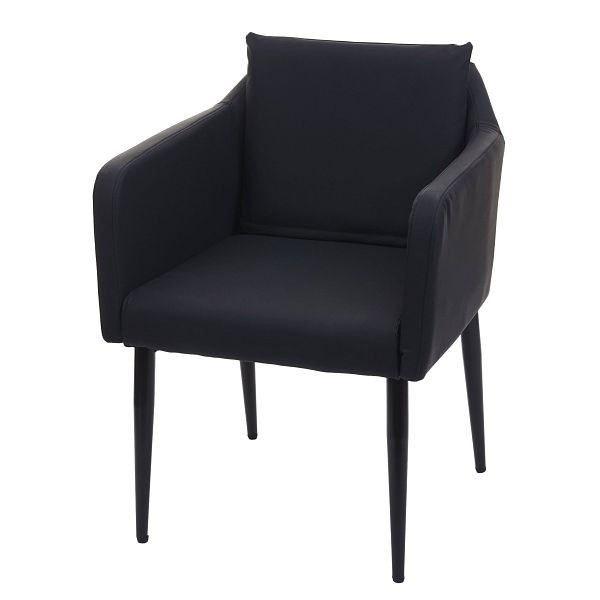 Chaise de salle à manger Mendler HWC-H93, chaise de cuisine, fauteuil, simili cuir noir, 74729