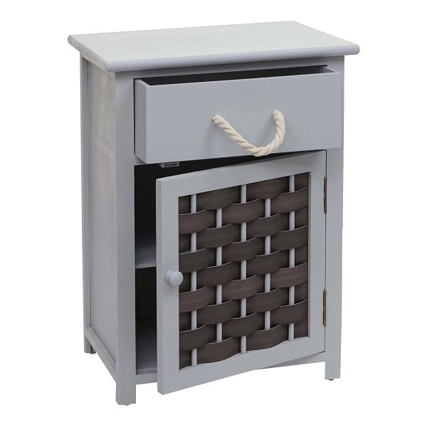 Commode Mendler HWC-K83, armoire à tiroirs, bois 55x39,5x28,5cm, gris, polyrotin gris foncé, 97638